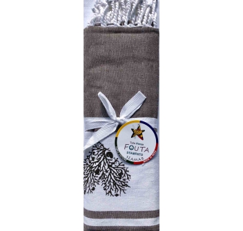 Telo Fouta Tortora Stampa Cuori