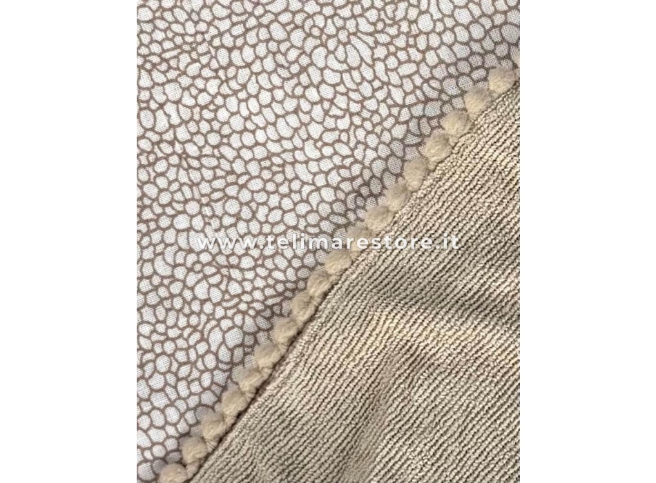 Telo Kikoy Taormina Sabbia Animalier con Mini Pon Pon 90x160 cm Telo Mare Pareo Doppio