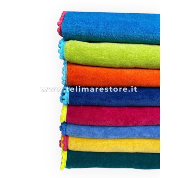 Telo Lettino Azzurro Marisol Spugna Velour 100% Cotone 80x200cm Senza Tasche e Cuscino 