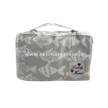 Telo Lettino in Microfibra Pesci Grigio Con Tasche e Cuscino Gonfiabile 80x190cm Telo Mare Copri Lettino  