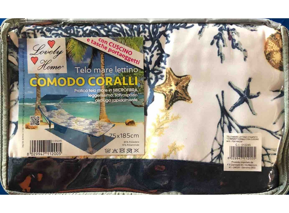Telo Lettino Microfibra Blu Corallo