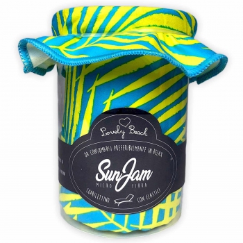 Telo Lettino SunJam Palme Azzurro in Microfibra Senza Tasche e Cuscino 70x190 cm 