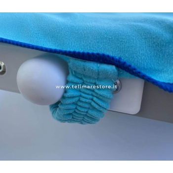 Telo Lettino SunJam Tinta Unita Azzurro in Microfibra Senza Tasche e Cuscino 70x190cm 