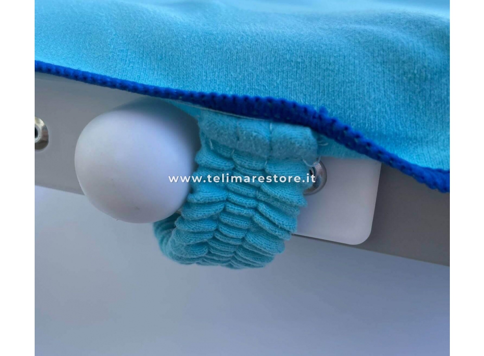 Telo Lettino SunJam Tinta Unita Azzurro in Microfibra Senza Tasche e Cuscino 70x190cm 