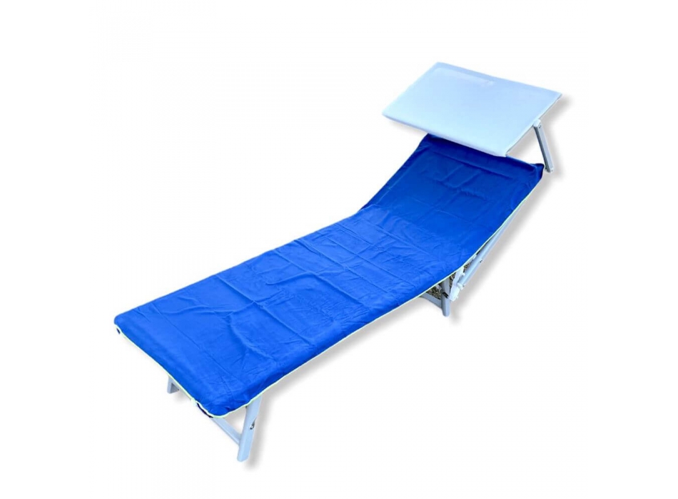 Telo Lettino SunJam Tinta Unita Blu in Microfibra Senza Tasche e Cuscino 70x190cm 