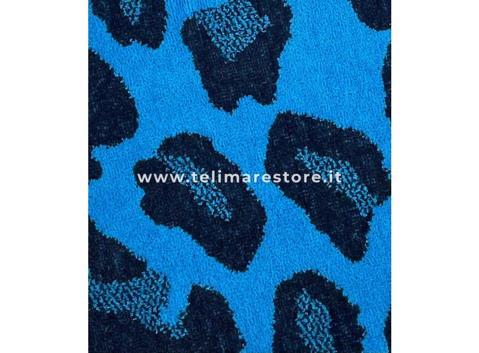 Telo Mare Elettra Leopardato Azzurro 90x165 cm Asciugamano Spiaggia - Beach Towel