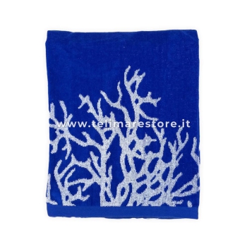 Telo Mare Fantasia Blu Coralli 90x160 cm Asciugamano da Spiaggia in Spugna 100% Cotone Beach Towel