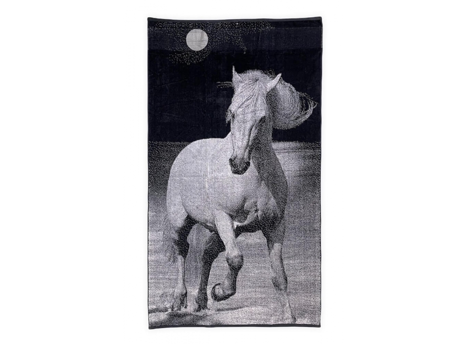 Telo Mare Fantasia Cavallo 90x165cm Asciugamano Spiaggia 100% Spugna di Cotone Beach Towel