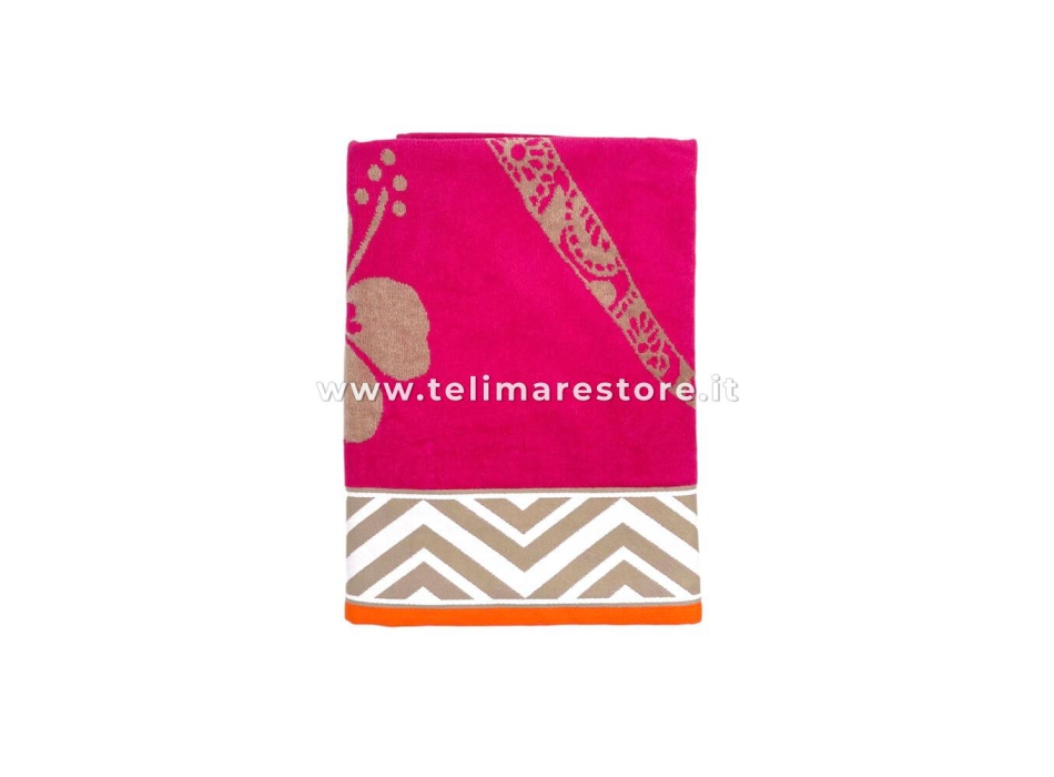 Telo Mare Fantasia Geko Maori Fucsia 90x160 cm Asciugamano Spiaggia - Beach Towel