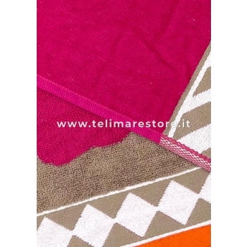 Telo Mare Fantasia Geko Maori Fucsia 90x160 cm Asciugamano Spiaggia - Beach Towel