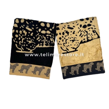 Telo Mare Fantasia Pantera Nero 100% Spugna di Cotone Asciugamano Spiaggia - Beach Towel