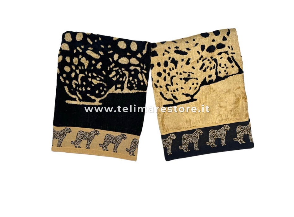 Telo Mare Fantasia Pantera Nero 100% Spugna di Cotone Asciugamano Spiaggia - Beach Towel