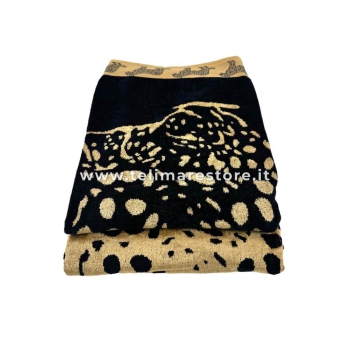 Telo Mare Fantasia Pantera Nero 100% Spugna di Cotone Asciugamano Spiaggia - Beach Towel