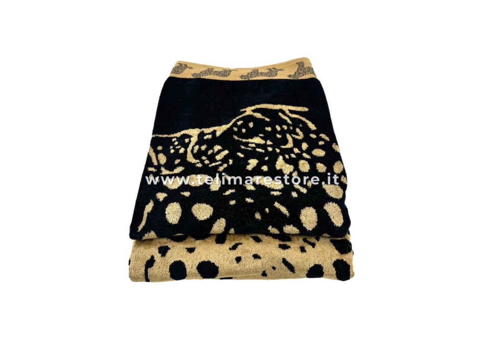 Telo Mare Fantasia Pantera Nero 100% Spugna di Cotone Asciugamano Spiaggia - Beach Towel