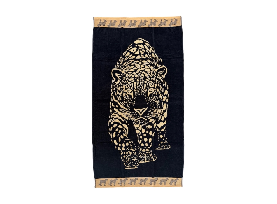 Telo Mare Fantasia Pantera Nero 100% Spugna di Cotone Asciugamano Spiaggia - Beach Towel