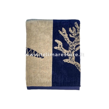 Telo Mare Fantasia PLaya Blu Sabbia 90x165cm Asciugamano Spiaggia 100% Spugna di Cotone Beach Towel