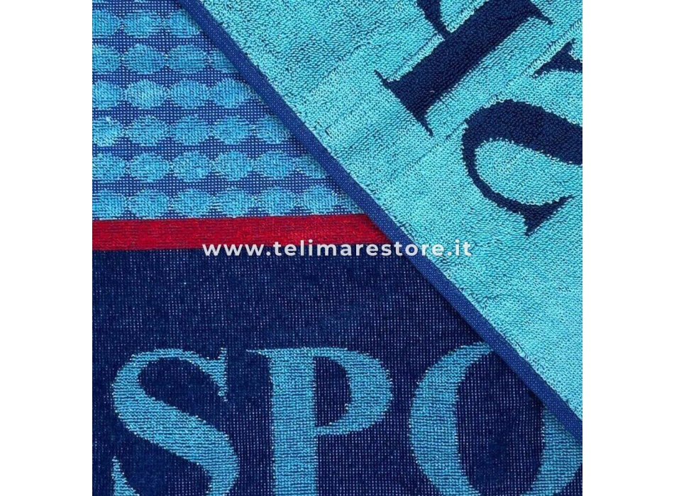 Telo Mare Fantasia Sport Azzurro 90x165cm Asciugamano da Spiaggia in Spugna 100% Cotone Beach Towel