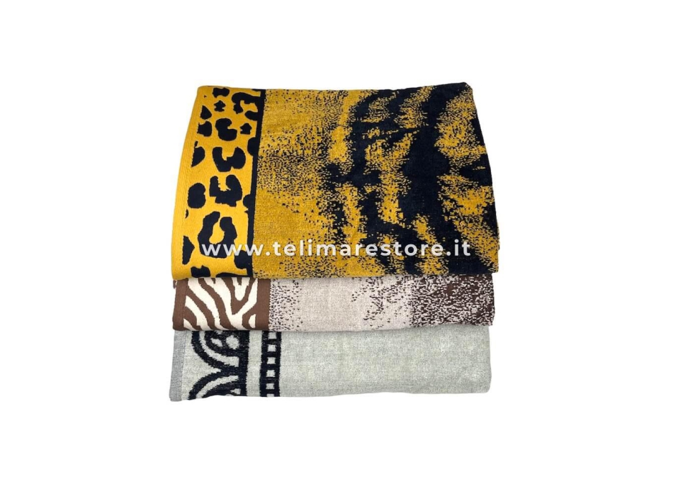 Telo Mare Fantasia Tigre 90x165cm Asciugamano Spiaggia 100% Spugna di Cotone Beach Towel