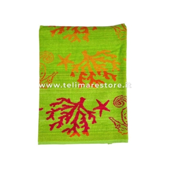 Telo Mare Fantasy Sea Verde Spugna 100% Cotone Asciugamano Spiaggia - Beach Towel
