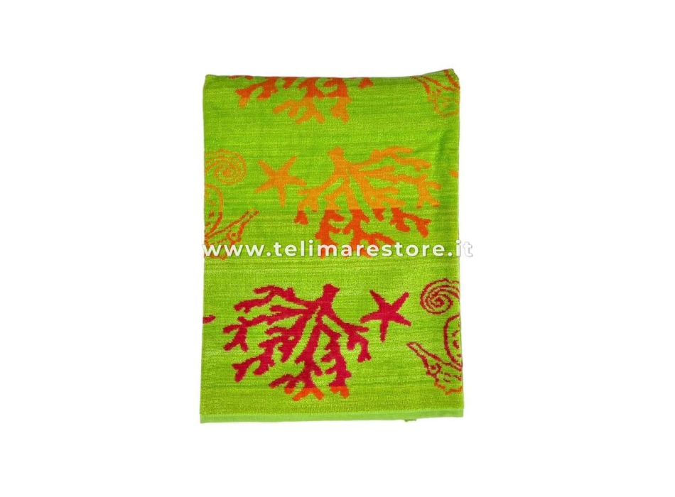 Telo Mare Fantasy Sea Verde Spugna 100% Cotone Asciugamano Spiaggia - Beach Towel