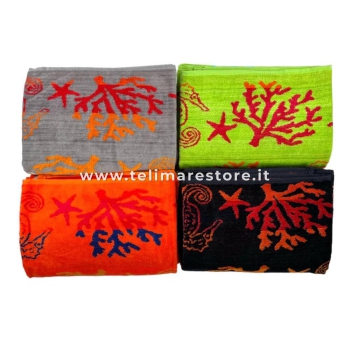 Telo Mare Fantasy Sea Verde Spugna 100% Cotone Asciugamano Spiaggia - Beach Towel