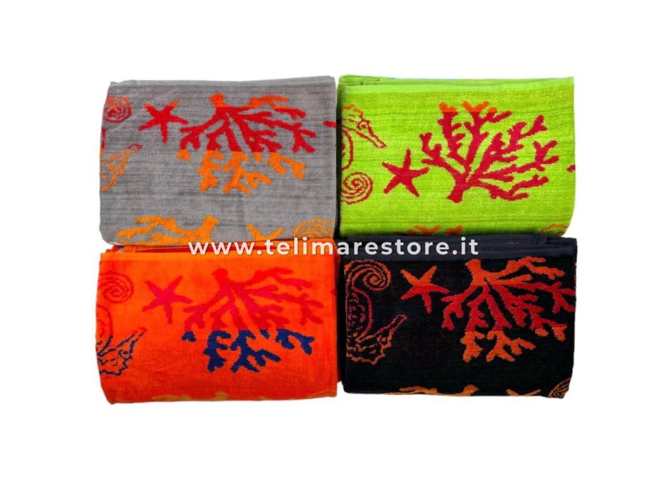Telo Mare Fantasy Sea Verde Spugna 100% Cotone Asciugamano Spiaggia - Beach Towel