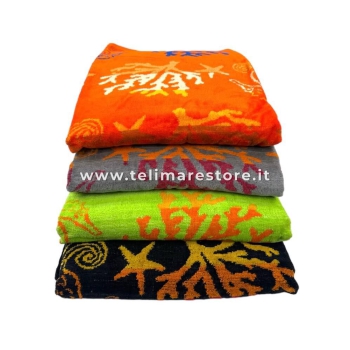 Telo Mare Fantasy Sea Verde Spugna 100% Cotone Asciugamano Spiaggia - Beach Towel