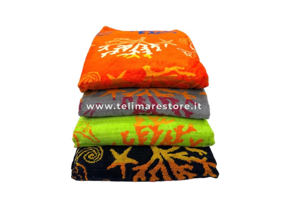 Telo Mare Fantasy Sea Verde Spugna 100% Cotone Asciugamano Spiaggia - Beach Towel
