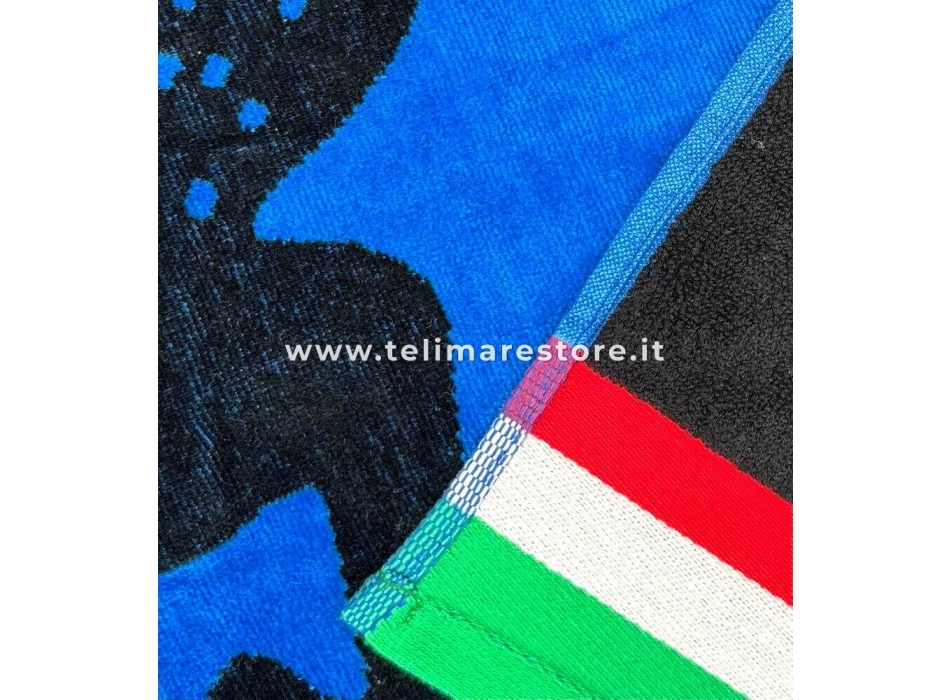Telo Mare Geko Italia Blu Spugna 100% Cotone Asciugamano Spiaggia 90x165cm Beach Towel