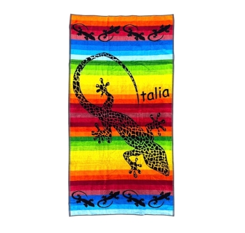 Telo Mare Geko Italia Stripe Spugna 100% Cotone Asciugamano Spiaggia 90x165cm Beach Towel