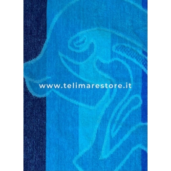Telo Mare Grande Matrimoniale Delfino Azzurro 140x165cm Asciugamano Spugna 100% Cotone
