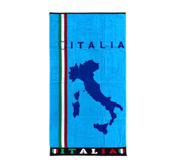 Telo Mare Italia Bel Paese Azzurro Spugna 100% Cotone Asciugamano Spiaggia 90x165cm Beach Towel