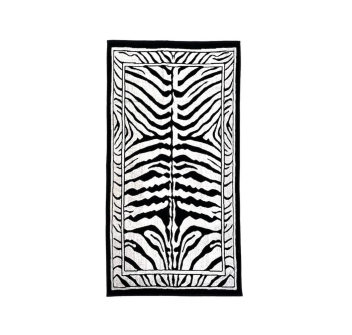 Telo Mare Kenya Zebrato Bianco Nero 90x165cm Asciugamano Spiaggia 100% Spugna di Cotone Beach Towel