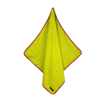 Telo Mare Marisol Lime Pon Pon Arancioni Spugna Velour 100% Cotone Asciugamano da Spiaggia Tinta Unita