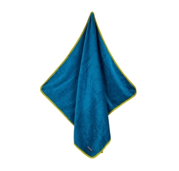 Telo Mare Marisol Ottanio Pon Pon Gialli Spugna Velour 100% Cotone Asciugamano da Spiaggia Tinta Unita