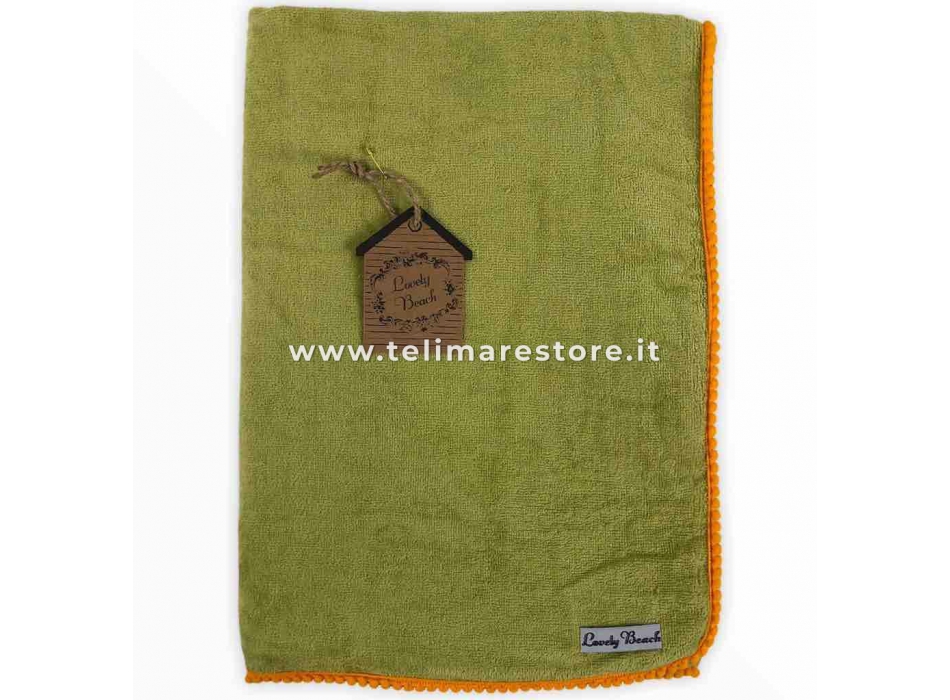 Telo Mare Marisol Verde Pon Pon Arancioni