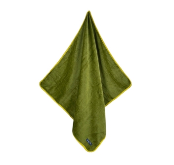 Telo Mare Marisol Verde Pon Pon Gialli Spugna Velour 100% Cotone Asciugamano da Spiaggia Tinta Unita