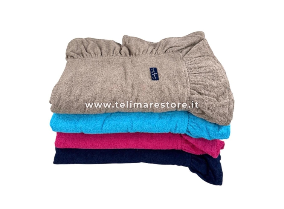 Telo Mare Miss Frilly Azzurro Spugna Velour 100% Cotone Asciugamano da Spiaggia Tinta Unita