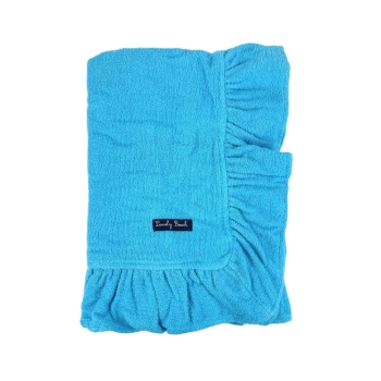 Telo Mare Miss Frilly Azzurro Spugna Velour 100% Cotone Asciugamano da Spiaggia Tinta Unita