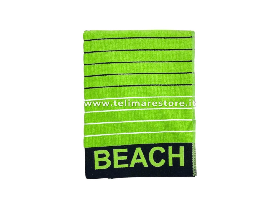 Telo Mare New Beach Verde Lime Spugna 100% Cotone Beach Towel