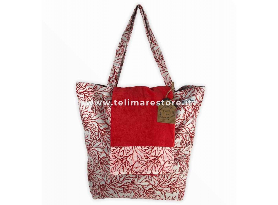 Telo Mare Okoa Coral Rosso Bordo Stampato