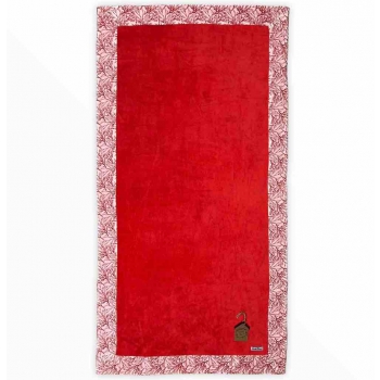 Telo Mare Okoa Coral Rosso Bordo Stampato