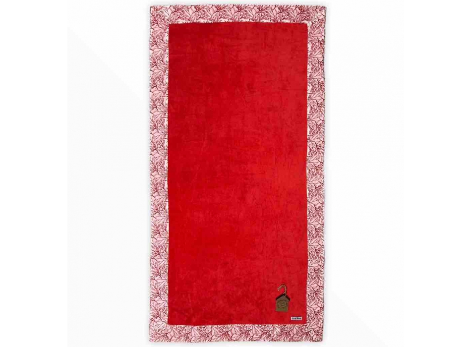 Telo Mare Okoa Coral Rosso Bordo Stampato