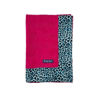 Telo Mare Okoa Fucsia Bordo Animalier Azzurro Spugna Velour 80% Cotone 20% Poliestere Asciugamano da Spiaggia