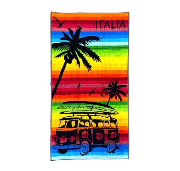Telo Mare On The Road Stripe Spugna 100% Cotone Asciugamano Spiaggia 90x165cm Beach Towel