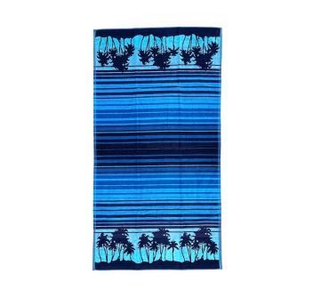 Telo Mare Palme Azzurro 90x165cm Asciugamano da Spiaggia in Spugna di Cotone Beach Towel