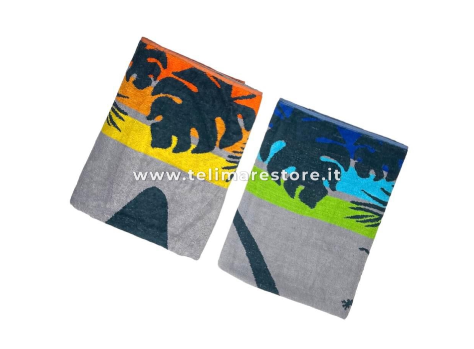 Telo Mare Palme Geko Arancione Grigio 90x160 cm Asciugamano Spiaggia - Beach Towel