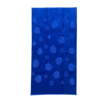 Telo Mare Pareo Double Face Blu Tinta Unita 100% Spugna di Cotone Asciugamano 90x160cm Beach Towel