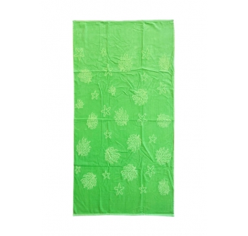 Telo Mare Pareo Double Face Verde Tinta Unita 100% Spugna di Cotone Asciugamano 90x160cm Beach Towel