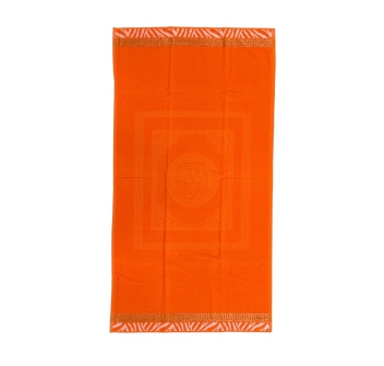 Telo Mare Pompei Arancione Greca Oro Spugna 100% Cotone Asciugamano 90x160 cm Beach Towel